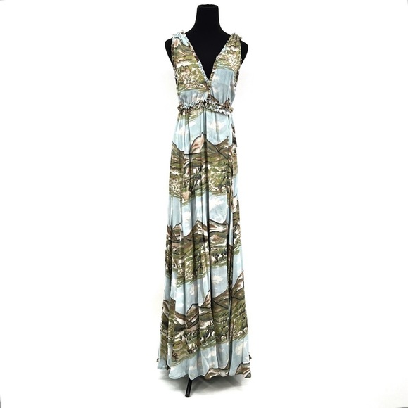 Reformation Maxi Rare Camellia Dress NWT size small cameillia landscape horse S - Picture 3 of 10